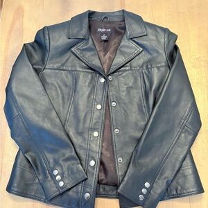 Style & Co. Black Genuine Leather Womens Jacket Size M